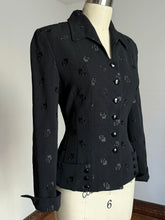 Load image into Gallery viewer, vintage 1940s black embroidered suit jacket {s}