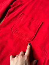Load image into Gallery viewer, vintage 1950s red flannel long sleeve button up shirt
