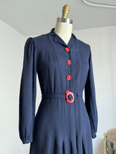 Load image into Gallery viewer, vintage 1930s navy dress {s/m}