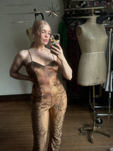 Load image into Gallery viewer, vintage 1980s Frederick’s of Hollywood gold jumpsuit {s}