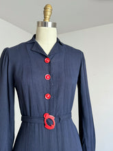 Load image into Gallery viewer, vintage 1930s navy dress {s/m}