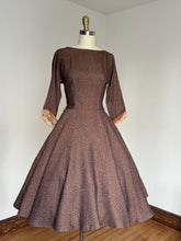 Load image into Gallery viewer, vintage 1950s party dress w/ faux fur cuffs {s}