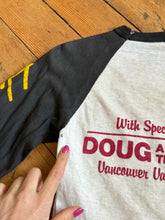 Load image into Gallery viewer, vintage 1980s Huey Lewis &amp; the News w/ Doug and the Slugs raglan t shirt