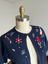 Load image into Gallery viewer, vintage 1950s cashmere Nautical cardigan {s-m}