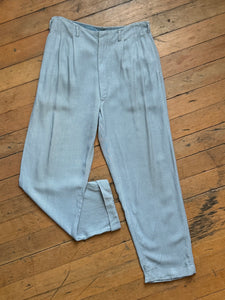 vintage 1950s blue rayon slacks 32" waist