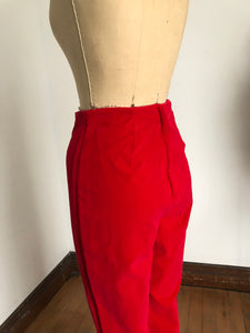 vintage 1950s red velvet pants {s}