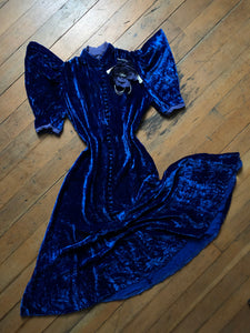 vintage 1930s blue velvet dress {xs}