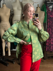 vintage 1960s green brocade jacket {m}