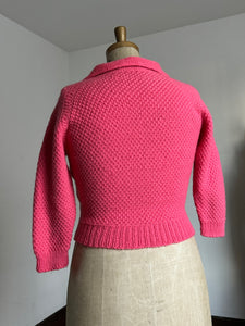 vintage 1950s pink knit cardigan {L+}