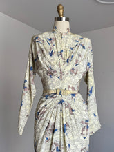 Load image into Gallery viewer, vintage 1940s novelty print rayon dress {xs}