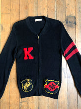 Load image into Gallery viewer, vintage 1940s sports knit zip up letterman sweater