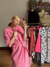 Load image into Gallery viewer, vintage 1960s pink fuzzy housecoat {L}