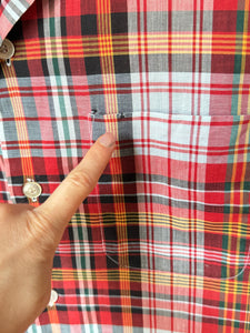 vintage 1950s plaid cotton short sleeve shirt