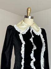 Load image into Gallery viewer, vintage 1960s tuxedo velvet dress {xs}