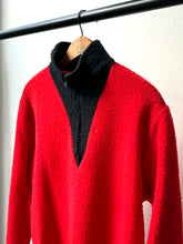 Load image into Gallery viewer, vintage 1950s red fuzzy pullover quarter zip sweater