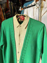 Load image into Gallery viewer, vintage 1950s 60s green knit cardigan sweater jacket