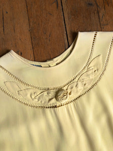 vintage 1940s yellow rayon blouse {XL}