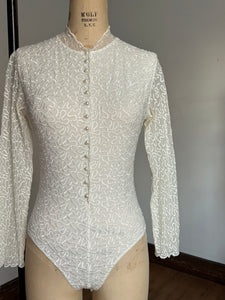 vintage 1990s Sagaie Paris sheer lace bodysuit {xs/s}