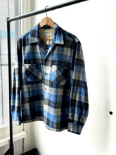 Load image into Gallery viewer, vintage 1950s blue plaid wool long sleeve shirt