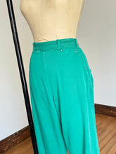 Load image into Gallery viewer, vintage 1950s green side zip denim jeans {xs/s}