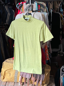 NOS vintage 1960s green mock neck t-shirt