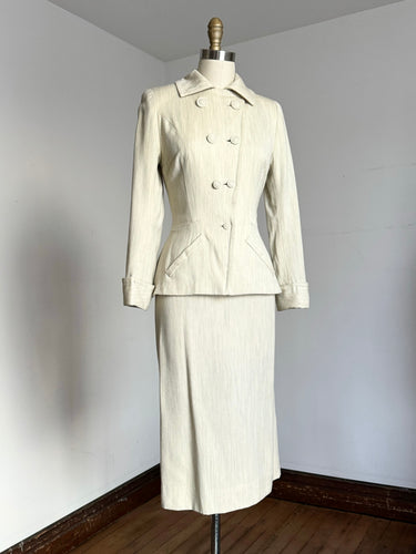 vintage 1940s cream wool suit {xxs}