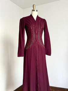 vintage 1930s rhinestone wool dressing gown {xs}