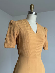 vintage 1930s mustard rayon dress {xs}