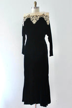 Load image into Gallery viewer, vintage 1930s black velvet evening gown