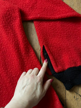 Load image into Gallery viewer, vintage 1950s red fuzzy pullover quarter zip sweater