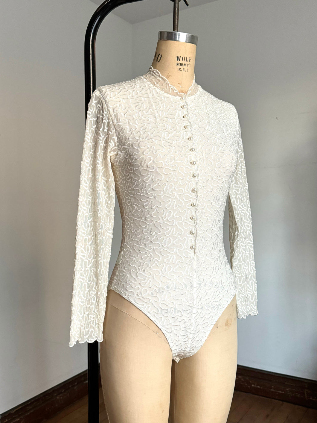 vintage 1990s Sagaie Paris sheer lace bodysuit {xs/s}