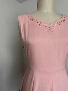 vintage 1950s pink linen dress {m}