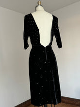 Load image into Gallery viewer, vintage 1950s rhinestone velvet wiggle dress {xxs}