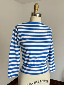vintage 1950s 60s cotton striped long sleeve t shirt {xs-m}