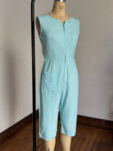 Load image into Gallery viewer, vintage 1950s striped cotton jumpsuit {s/m}