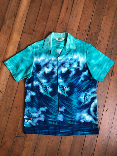 vintage 1960s cotton Surfer print Hawaiian shirt