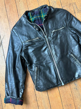 Load image into Gallery viewer, vintage 1960s black leather biker jacket