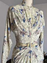 Load image into Gallery viewer, vintage 1940s novelty print rayon dress {xs}