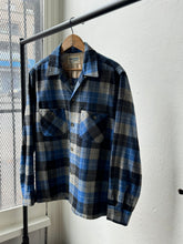 Load image into Gallery viewer, vintage 1950s blue plaid wool long sleeve shirt