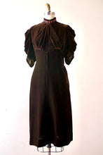 Load image into Gallery viewer, vintage 1930s brown velvet dress