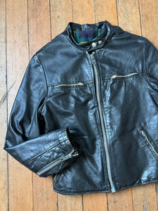 vintage 1960s black leather biker jacket