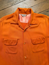 Load image into Gallery viewer, vintage 1950s orange rayon shirt