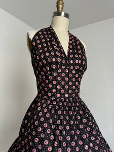 vintage 1950s floral halter dress {s}