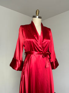 vintage 1940s liquid satin dressing gown robe {m}