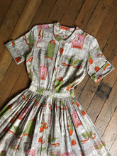 Load image into Gallery viewer, vintage 1950s novelty shirtwaist dress {xxs}