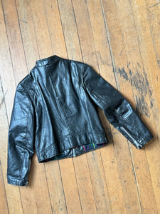 vintage 1960s black leather biker jacket
