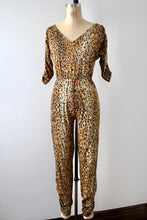 Load image into Gallery viewer, vintage 1970s leopard jumpsuit