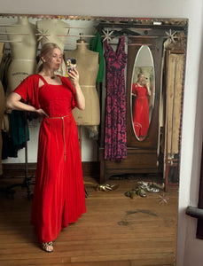 vintage 1940s red gown set {m}