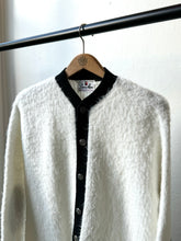 Load image into Gallery viewer, vintage 1960s white fuzzy shag cardigan