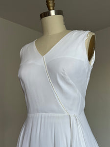 AS-IS vintage 1960s white chiffon evening dress {m}